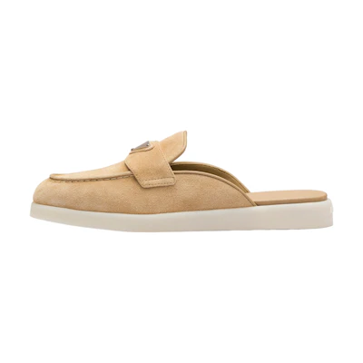 (W) Prada Logo Velvet Flat Slide 'Beige'