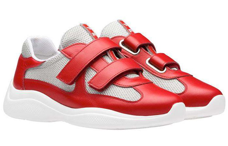 Order PRADA 網布皮革 低幫繫帶 低幫 休閒鞋 女款 紅白色