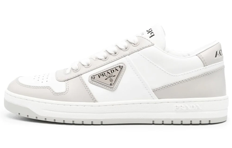 (W) Prada Low-Top Lace-Up Fashion Sneakers 'White Grey'