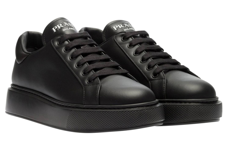 (W) Prada Low Top Leather Sneakers 'Black Fashion' 圖 2