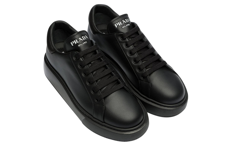 (W) Prada Low Top Leather Sneakers 'Black Fashion' 圖 3