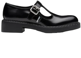 Order (Women) Prada Mary Jane 50mm T-Strap Shoe Black Brushed Leather 1E834M_055_F0002_F_B050