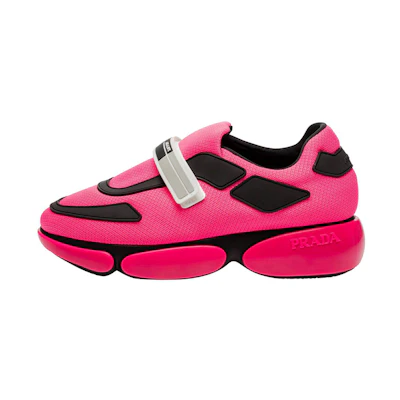 (W) Prada Mesh Low-Top Lace-Up Sneakers 'Pink Black'