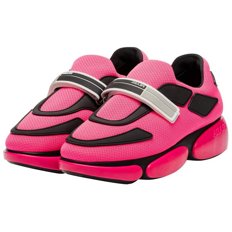 (W) Prada Mesh Low-Top Lace-Up Sneakers 'Pink Black' 圖 3
