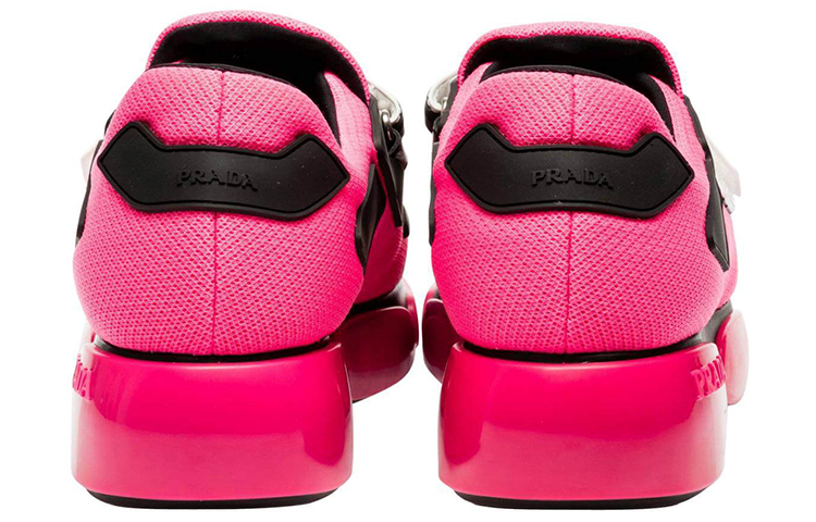 (W) Prada Mesh Low-Top Lace-Up Sneakers 'Pink Black' 圖 5