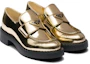 Lookbook (W) Mocasines Prada Metálicos de 50mm Oro Platino de Cuero 1D246M_3AU1_F0522_F_B050
