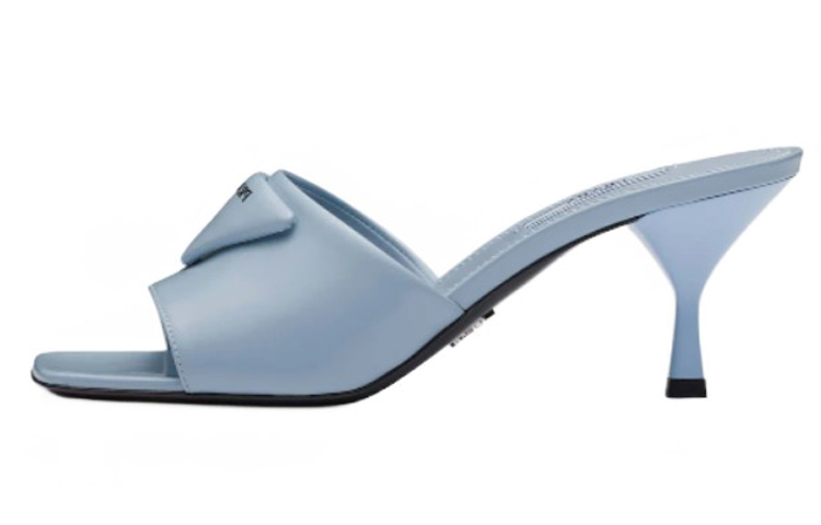 (W) Prada Mid-Heel Slide 'Blue Patent Leather'