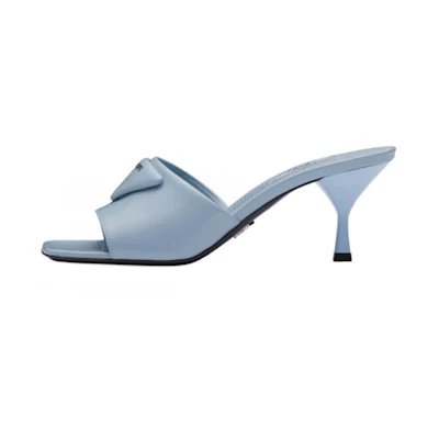(W) Prada Mid-Heel Slide 'Blue Patent Leather'