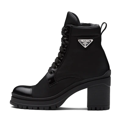 (W) Prada 55mm Laced Booties Black Nylon