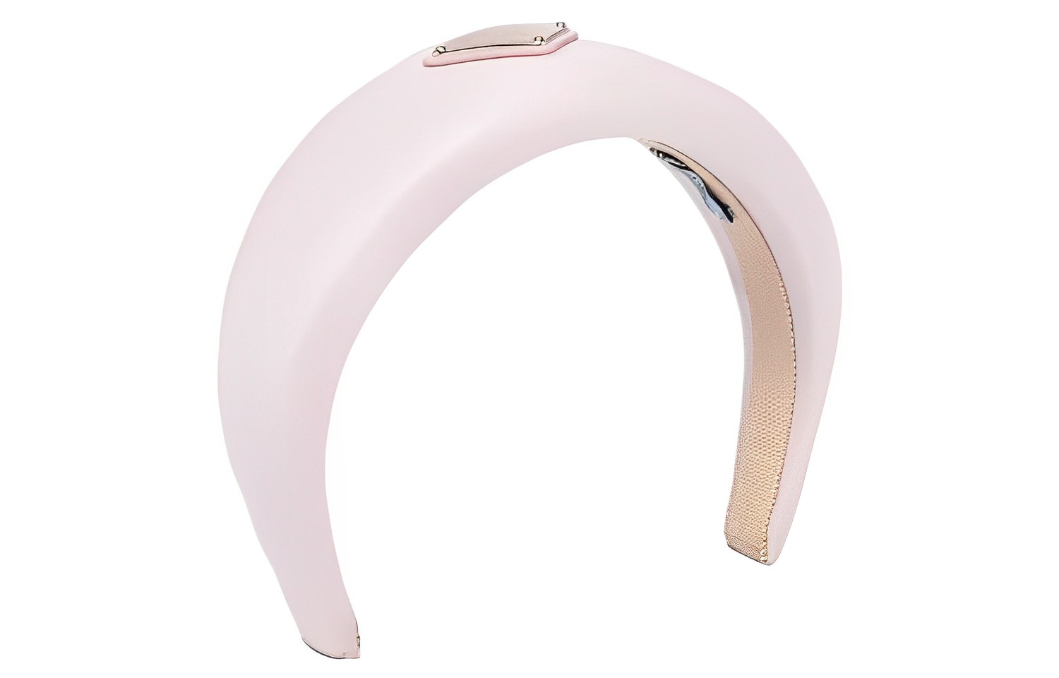 Lookbook (W) 프라다 미니멀 편안한 여성용 핑크 나일론 헤어밴드. 1IH0162DMIF0E18
