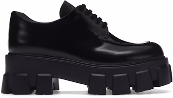 (Women) Prada Monolith 55mm Lace Up Loafer Black Brushed Leather 1E708L_B4L_F0002_F_B055 (Women) Prada Monolith 55mm Lace Up Loafer Black Brushed Leather 1E708L_B4L_F0002_F_B055