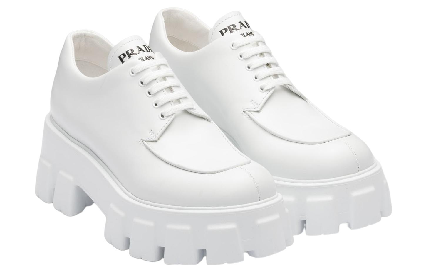 Order (W) プラダ モノリス 55mm レディース レースアップ ローファー ホワイト 1E708L_B4L_F0009_F_B055 1E708L_B4L_F0009_F_B055