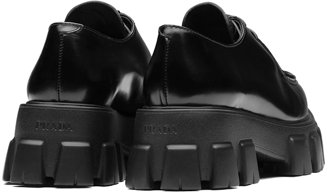 (Women) Prada Monolith 55mm Pointy Lace Up Loafer Black Brushed Leather 1E719M_055_F0002_F_055 Shop (Women) Prada Monolith 55mm Pointy Lace Up Loafer Black Brushed Leather 1E719M_055_F0002_F_055