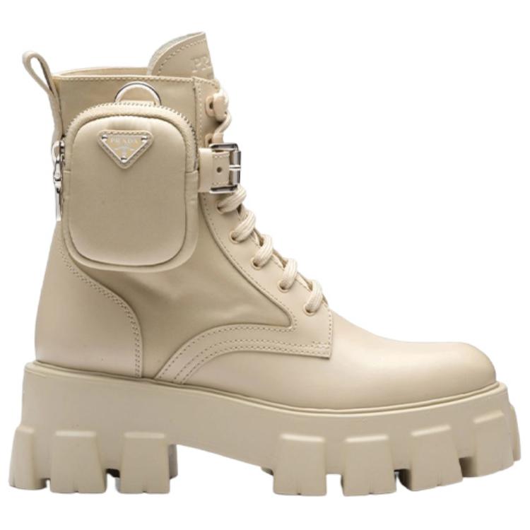 (W) Prada Monolith 55mm Pouch Ankle Boots Desert Beige Leather 圖 2