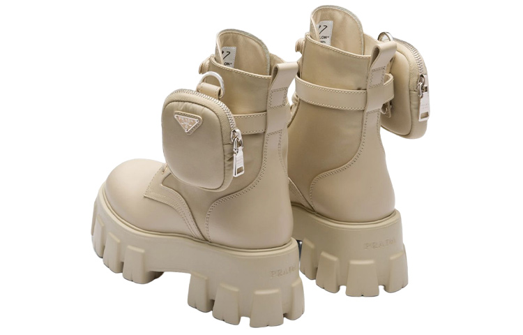 (W) Prada Monolith 55mm Pouch Ankle Boots Desert Beige Leather 圖 5