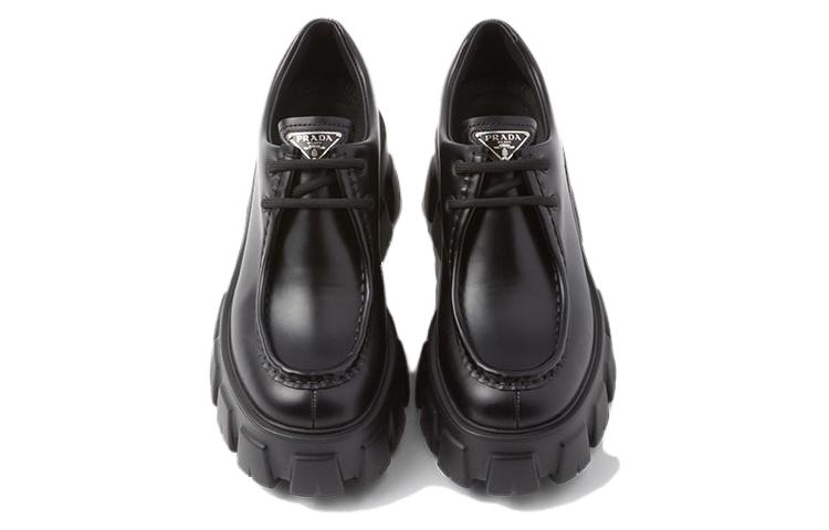 PRADA ブラック モノリス ブラッシュドレザー レースシューズ 6.5
