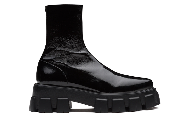Order (W) Prada Monolith ''Bottes Mi-Mollet en Cuir Verni Noir'' 1U668M_3LBK_F0002_F_055