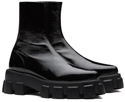 Lookbook PRADA 普拉達 Monolith 時尚漆皮尖頭中筒靴 女款 黑色