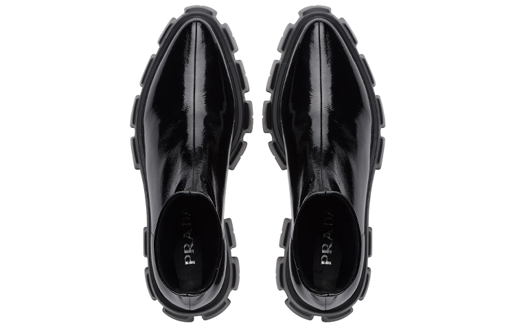 Purchase (W) Prada Monolith ''Bottes Mi-Mollet en Cuir Verni Noir'' 1U668M_3LBK_F0002_F_055