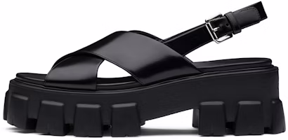 (Women) Prada Monolith 'Glossy Black Leather Sandal' 1X558M_055_F0002_F_055 (Women) Prada Monolith 'Glossy Black Leather Sandal' 1X558M_055_F0002_F_055