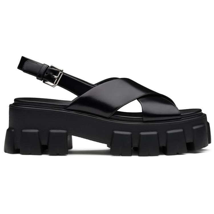 (W) Prada Monolith 'Glossy Black Leather Sandal' 圖 2