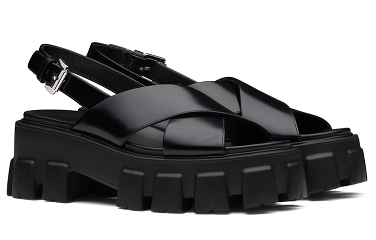 (W) Prada Monolith 'Glossy Black Leather Sandal' 圖 3