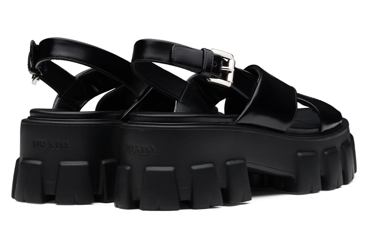(W) Prada Monolith 'Glossy Black Leather Sandal' 圖 4