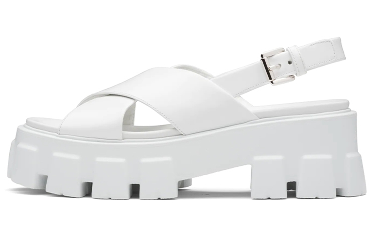 (W) Prada Monolith 'Glossy Leather Sandal White'