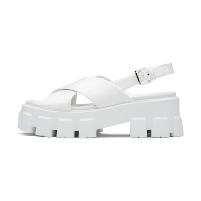 (W) Prada Monolith 'Glossy Leather Sandal White'