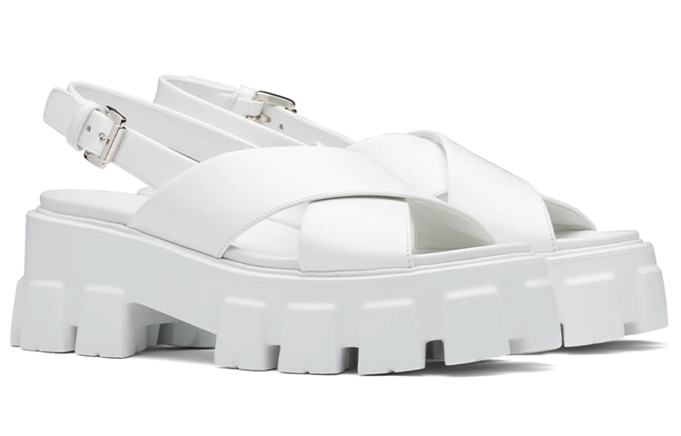 (W) Prada Monolith 'Glossy Leather Sandal White' 圖 3