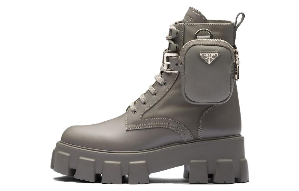 (Women) Prada Monolith 'Grey Leather Lace-Up Ankle Boots' 1T255M_3LJS_F0K44_F_B055