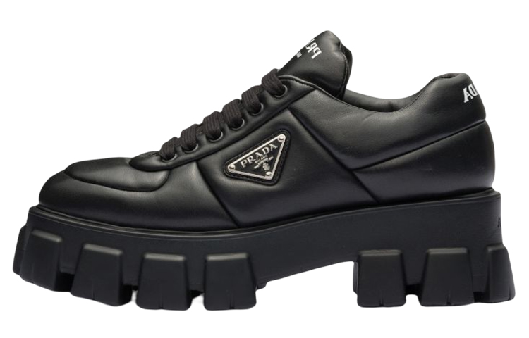 PRADA モノリス ブラック プラダ モノリス ブラッシュドレザー ローファー | PRADA