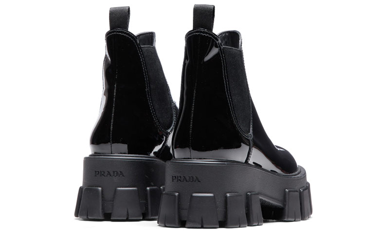 Shop (W) Prada Monolith Stivaletto Chelsea Nero in Pelle Verniciata Platform. 1T725L_069_F0002_F_A055