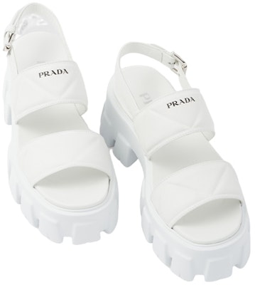 (W) プラダ モノリス ホワイトレザー バックルオープントゥスライド 1X040N_ASK_F0009_F_055 Lookbook (W) プラダ モノリス ホワイトレザー バックルオープントゥスライド 1X040N_ASK_F0009_F_055