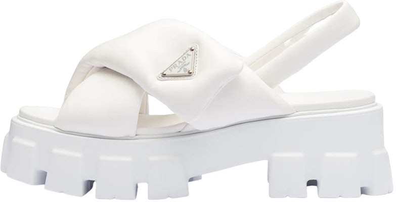 【PRADA】プラダ モノリス ナッパレザー サンダル★ホワイト W) プラダ モノリス サンダル (白ナッパレザー) ```プラダ