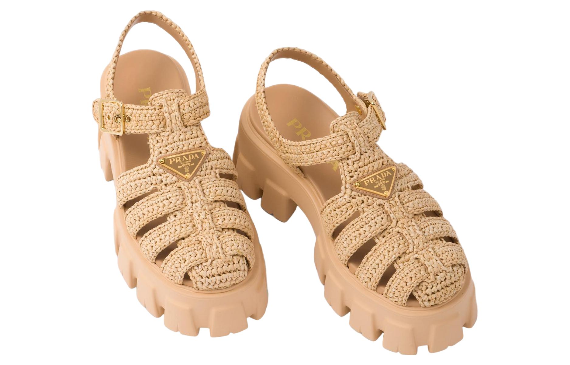 Sizing (W) Prada Monolith ''Sandalo Intrecciato con Fibbia - Marrone Chiaro'' 1X138N_70N_F0018_F_055