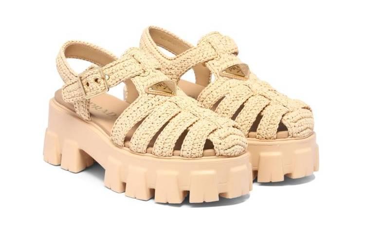 Cheap (W) Prada Monolith ''Sandalo Intrecciato con Fibbia - Marrone Chiaro'' 1X138N_70N_F0018_F_055