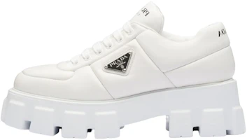 (Women) Prada Monolith Brushed Leather Lace-up Shoes 'White' 1E119N_2DL8_F0009_F_055 (Women) Prada Monolith Brushed Leather Lace-up Shoes 'White' 1E119N_2DL8_F0009_F_055