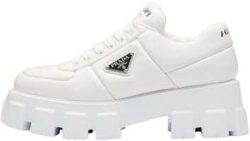 (Women) Prada Monolith Brushed Leather Lace-up Shoes 'White' 1E119N_2DL8_F0009_F_055 (Women) Prada Monolith Brushed Leather Lace-up Shoes 'White' 1E119N_2DL8_F0009_F_055