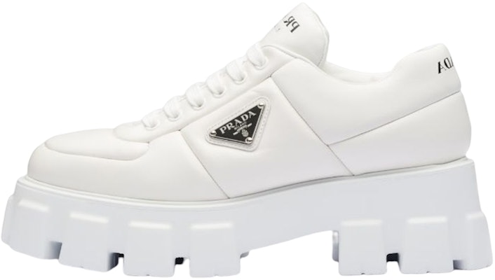 (Women) Prada Monolith Brushed Leather Lace-up Shoes 'White' 1E119N_2DL8_F0009_F_055 Buy (Women) Prada Monolith Brushed Leather Lace-up Shoes 'White' 1E119N_2DL8_F0009_F_055