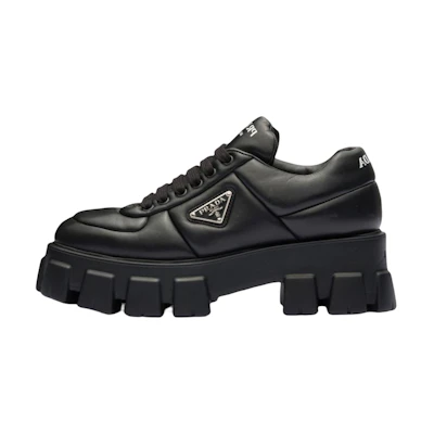 (W) Prada Monolith Brushed Leather Lace-up Shoes 'Black'