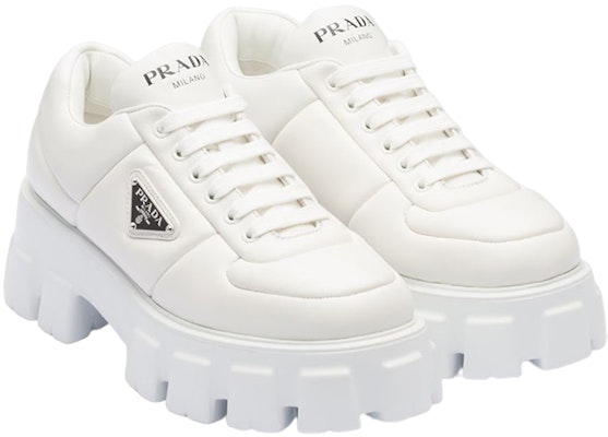 (Women) Prada Monolith Brushed Leather Lace-up Shoes 'White' 1E119N_2DL8_F0009_F_055 Order (Women) Prada Monolith Brushed Leather Lace-up Shoes 'White' 1E119N_2DL8_F0009_F_055