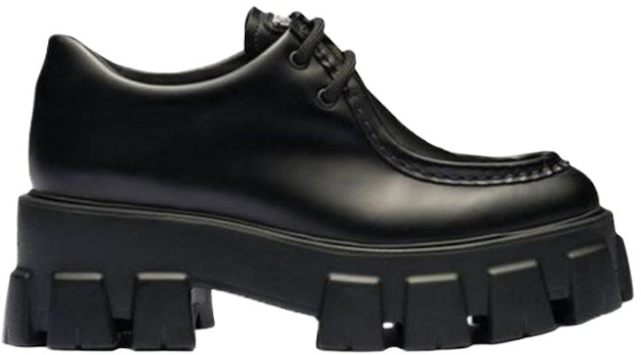 (W) Prada Monolith Kasut Kulit Berus Bertali 'Hitam' 1E254N_B4L_F0002_F_B055 Order (W) Prada Monolith Kasut Kulit Berus Bertali 'Hitam' 1E254N_B4L_F0002_F_B055