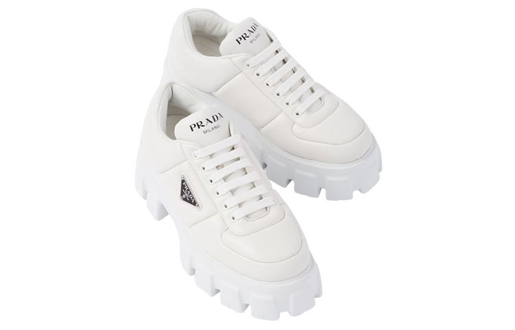 Lookbook (W) Prada Monolith Glanzend Leren Veterschoenen ''Wit'' 1E119N_2DL8_F0009_F_055