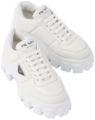 (Women) Prada Monolith Brushed Leather Lace-up Shoes 'White' 1E119N_2DL8_F0009_F_055 Lookbook (Women) Prada Monolith Brushed Leather Lace-up Shoes 'White' 1E119N_2DL8_F0009_F_055