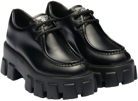 (W) Prada Monolith Kasut Kulit Berus Bertali 'Hitam' 1E254N_B4L_F0002_F_B055 Lookbook (W) Prada Monolith Kasut Kulit Berus Bertali 'Hitam' 1E254N_B4L_F0002_F_B055