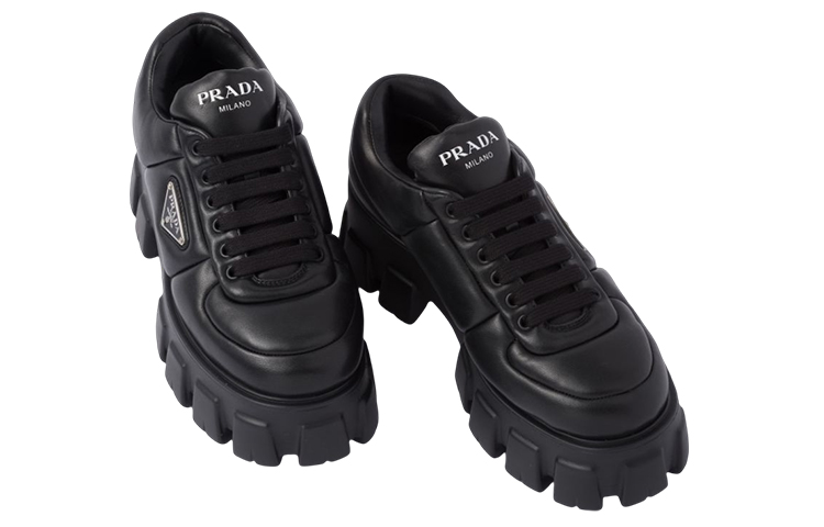 Lookbook (W) Kasut Prada Monolith Kulit Berus Hitam Bertali 1E119N_2DL8_F0002_F_055