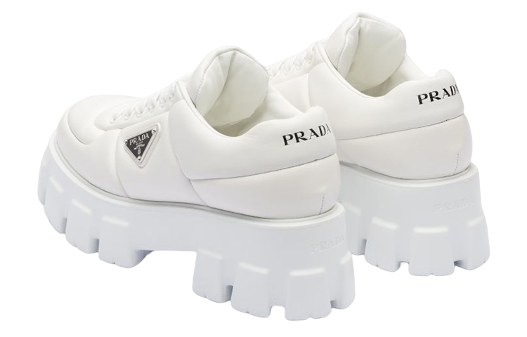 Shop (W) Zapatos Prada Monolith de Piel Cepillada con Cordones 'Blancos' 1E119N_2DL8_F0009_F_055