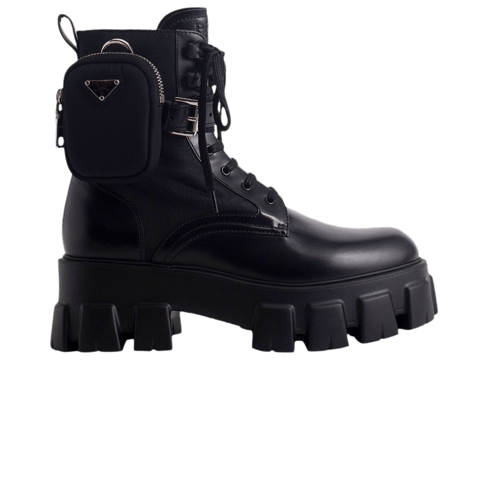 Buy （女士）Prada Monolith 光滑小牛皮與尼龍靴「黑色」1T255M-3LJS-F0002