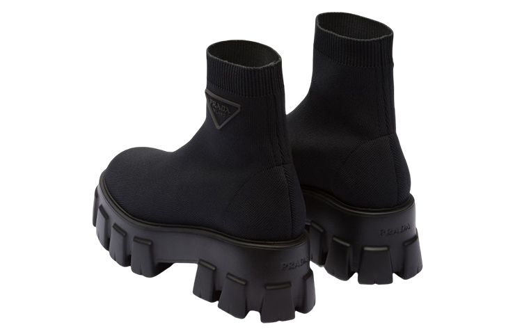 (W) Prada Monolith Fabric Logo Pull-On Ankle Boot 'Black' 圖 4